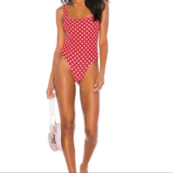 Revolve LPA Amelie Red Polka Dot Swimsuit One Piece - Picture 1 of 11
